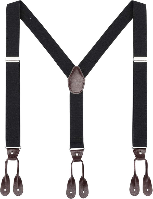 Mens Brown Button End Suspenders