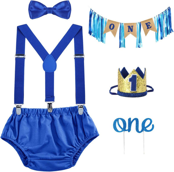 Boy First Birthday Outfit and Decorations (Royal Blue)