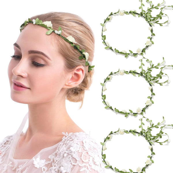 3Pcs Flower Crown Headband Bohemian Fairy Floral Garland