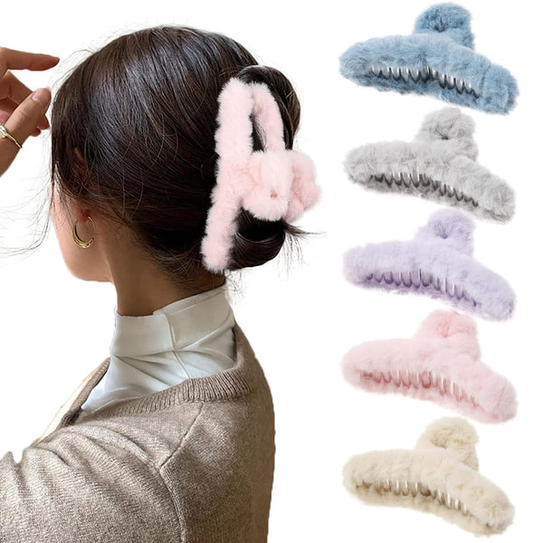 5PCS Plush Large Claw Hair Clips Plush