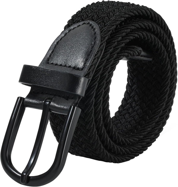 Boys Black Pin Buckle Stretch Braided Belt