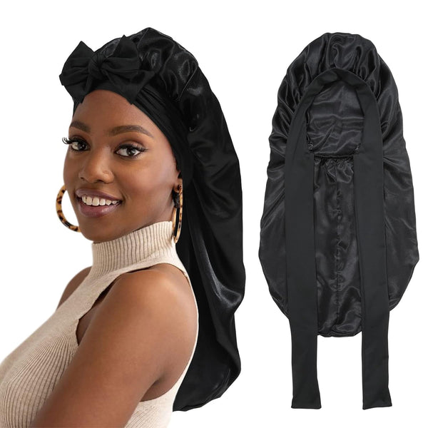 Double Layer Long Satin Bonnet for Women