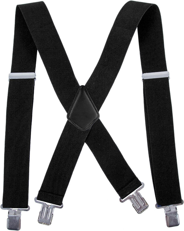 Mens Heavy Duty 2 Inch Wide X Shape Suspenders