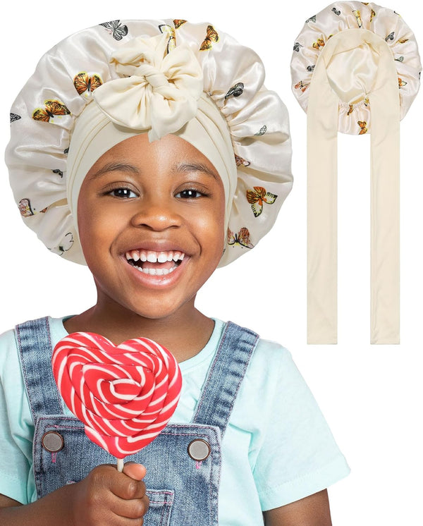 Kids Double Layer Satin Bonnet with Tie Band