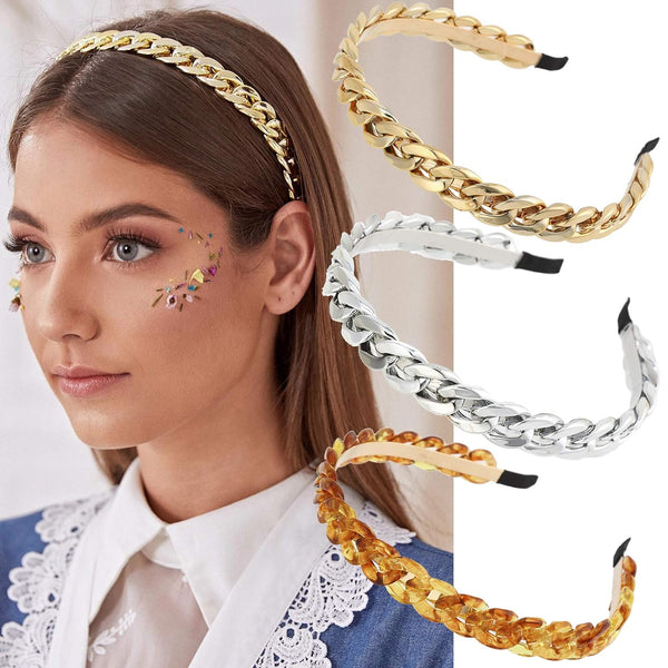 3PCS Chain Hairband Women Chained Headband